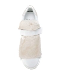 Sneakers basse in pelle decorate bianche di Moncler