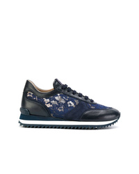 Sneakers basse in pelle decorate blu scuro di Le Silla