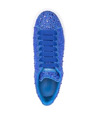 Sneakers basse in pelle decorate blu di Alexander McQueen