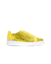 Sneakers basse in pelle decorate gialle di Philipp Plein