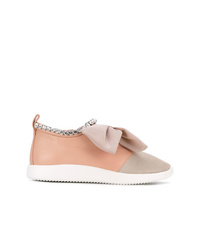 Sneakers basse in pelle decorate marrone chiaro