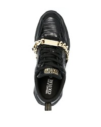 Sneakers basse in pelle decorate nere di VERSACE JEANS COUTURE