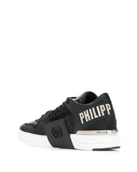 Sneakers basse in pelle decorate nere di Philipp Plein