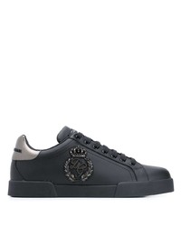 Sneakers basse in pelle decorate nere di Dolce & Gabbana