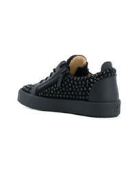 Sneakers basse in pelle decorate nere di Giuseppe Zanotti Design
