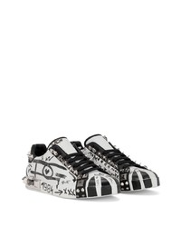 Sneakers basse in pelle decorate nere di Dolce & Gabbana