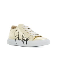 Sneakers basse in pelle dorate di Philipp Plein