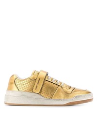 Sneakers basse in pelle dorate di Saint Laurent