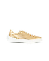 Sneakers basse in pelle dorate di Versace Collection