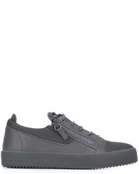 Sneakers basse in pelle grigio scuro di Giuseppe Zanotti Design