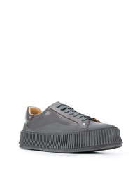 Sneakers basse in pelle grigio scuro di Jil Sander