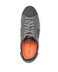 Sneakers basse in pelle grigio scuro di Santoni