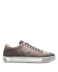 Sneakers basse in pelle grigio scuro di Santoni