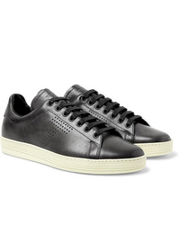 Sneakers basse in pelle grigio scuro di Tom Ford