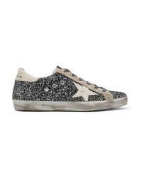 Sneakers basse in pelle leopardate argento