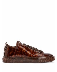 Sneakers basse in pelle leopardate marrone scuro di Giuseppe Zanotti