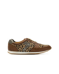 Sneakers basse in pelle leopardate marroni di Mara Mac