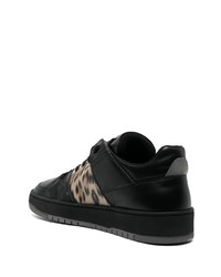 Sneakers basse in pelle leopardate nere di Roberto Cavalli