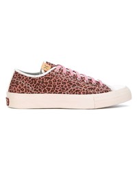 Sneakers basse in pelle leopardate rosa