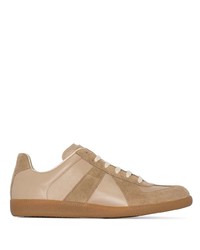 Sneakers basse in pelle marrone chiaro di Maison Margiela