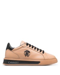 Sneakers basse in pelle marrone chiaro di Roberto Cavalli