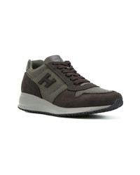 Sneakers basse in pelle marrone scuro di Hogan