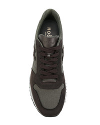 Sneakers basse in pelle marrone scuro di Hogan