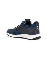 Sneakers basse in pelle mimetiche blu scuro di Alexander Smith