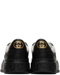 Sneakers basse in pelle nere e bianche di Gucci