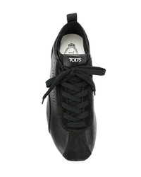 Sneakers basse in pelle nere e bianche di Tod's