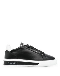 Sneakers basse in pelle nere e bianche di Roberto Cavalli