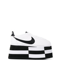Sneakers basse in pelle pesanti bianche e nere