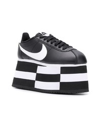 Sneakers basse in pelle pesanti nere e bianche di Comme des Garcons