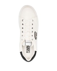 Sneakers basse in pelle ricamate bianche di Karl Lagerfeld