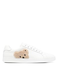 Sneakers basse in pelle ricamate bianche di Palm Angels