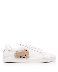 Sneakers basse in pelle ricamate bianche di Palm Angels