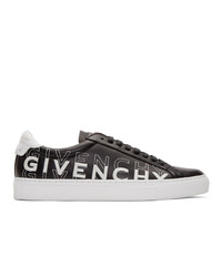 Sneakers basse in pelle ricamate nere e bianche