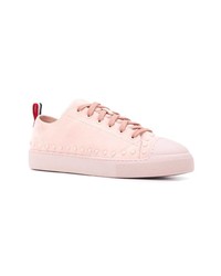 Sneakers basse in pelle rosa di Moncler
