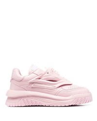 Sneakers basse in pelle rosa di Versace