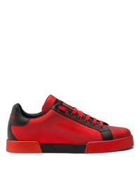 Sneakers basse in pelle rosse e nere