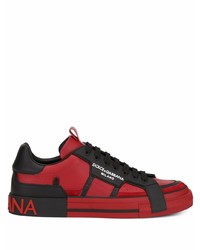 Sneakers basse in pelle rosse e nere di Dolce & Gabbana