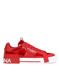 Sneakers basse in pelle rosse di Dolce & Gabbana