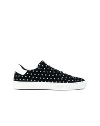 Sneakers basse in pelle scamosciata a pois nere