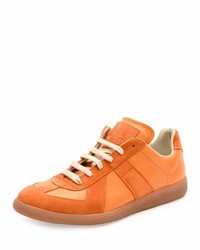 Sneakers basse in pelle scamosciata arancioni