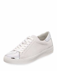 Sneakers basse in pelle scamosciata argento