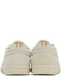 Sneakers basse in pelle scamosciata beige di Tom Ford