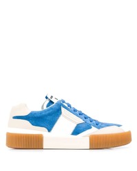 Sneakers basse in pelle scamosciata bianche e blu di Dolce & Gabbana