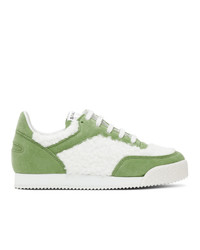 Sneakers basse in pelle scamosciata bianche e verdi