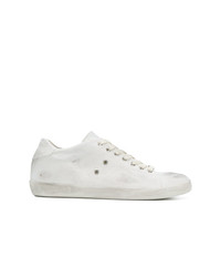Sneakers basse in pelle scamosciata bianche di Leather Crown