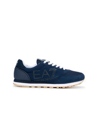 Sneakers basse in pelle scamosciata blu scuro di Ea7 Emporio Armani